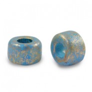 DQ Griechische Keramik Perlen 9mm Gold spot - Aquamarine blue